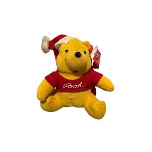 Pooh Plush 6” w/ Tag w/ Christmas Friendly Tales Book Attached Disney VTG 1988